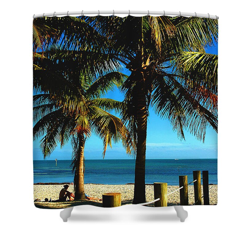 Smathers Beach Shower Curtain featuring the photograph Smathers Beach in Key West by Susanne Van Hulst
