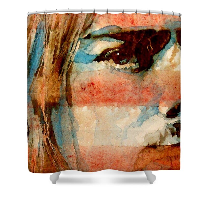 Kurt Cobain Shower Curtain featuring the painting Smells Like Teen Spirit by Paul Lovering