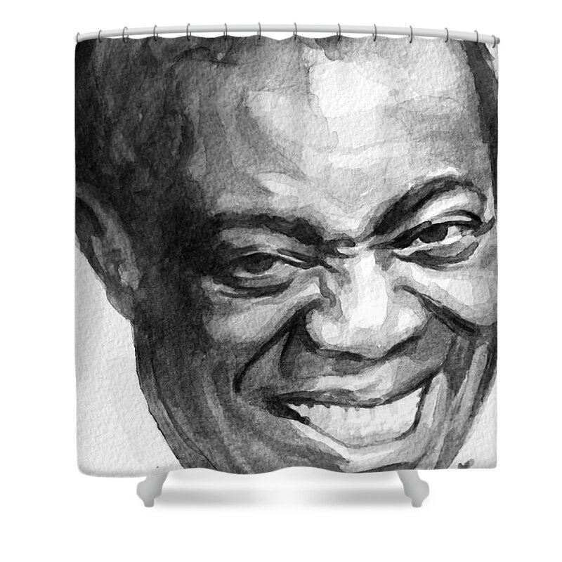 Louis Armstrong Shower Curtain featuring the painting Smile by Laur Iduc