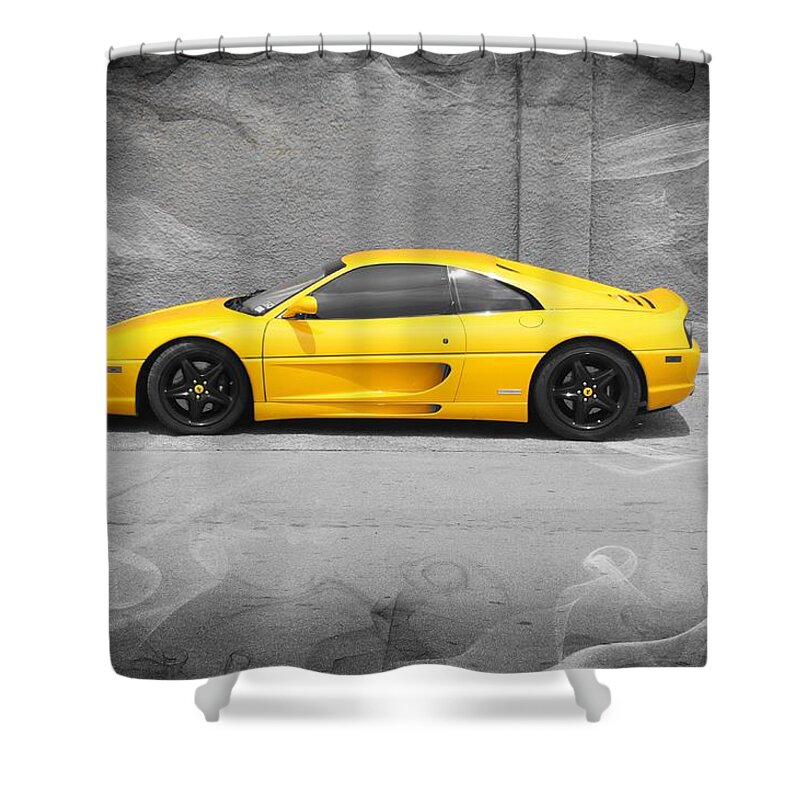 Ferrari Shower Curtain featuring the photograph Smokin' Hot Ferrari by Kathy Churchman