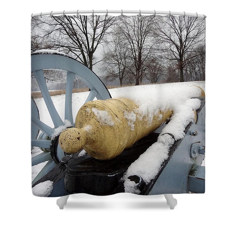 Cannon Shower Curtain featuring the photograph Snow Cannon by Michael Porchik