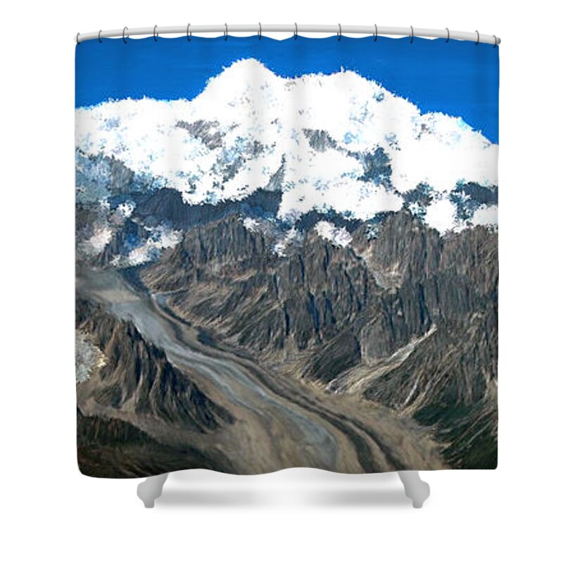 Snow Shower Curtain featuring the painting Snow Capped Canyon by Bruce Nutting