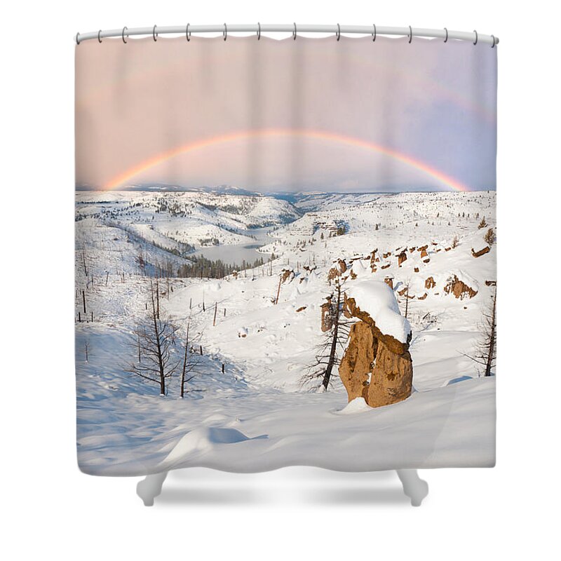 Oregon Shower Curtain featuring the photograph Snow Capped Hoodoo's by Andrew Kumler