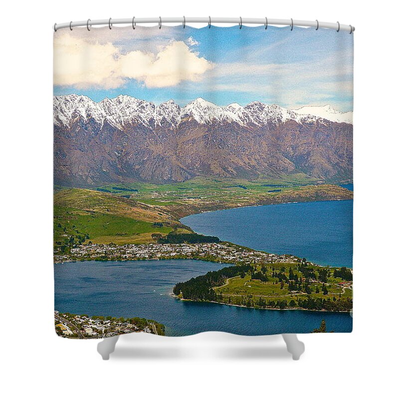 New Zealand Shower Curtain featuring the photograph Snow Caps by Cheryl Cutler