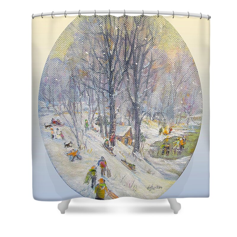 Nature Shower Curtain featuring the painting Snow Day by Donna Tucker