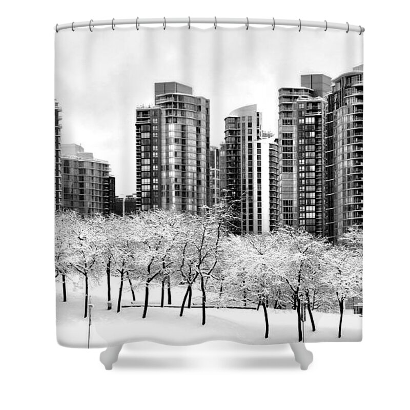 Vancouver Shower Curtain featuring the photograph Snow in the City by Alicia Kent