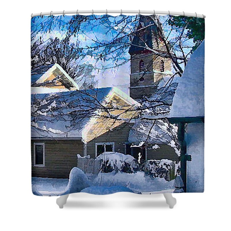 Julia Springer Shower Curtain featuring the photograph Snow on Back Alley - Shepherdstown by Julia Springer