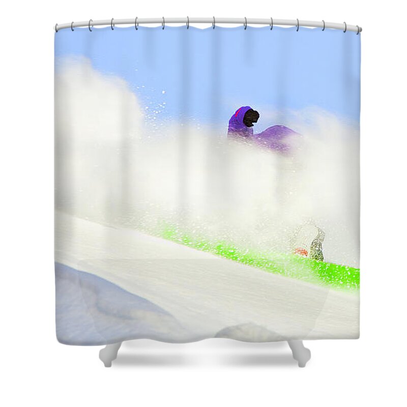 Snowboarding Shower Curtain featuring the photograph Snow Spray by Theresa Tahara