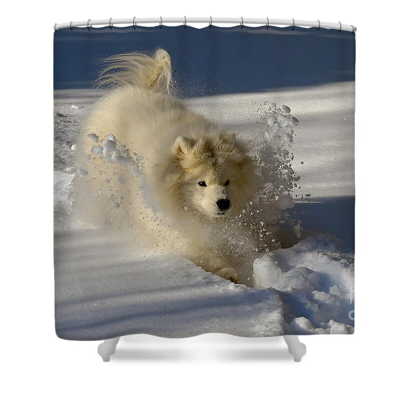 Snow Shower Curtain featuring the photograph Snowplow by Lois Bryan