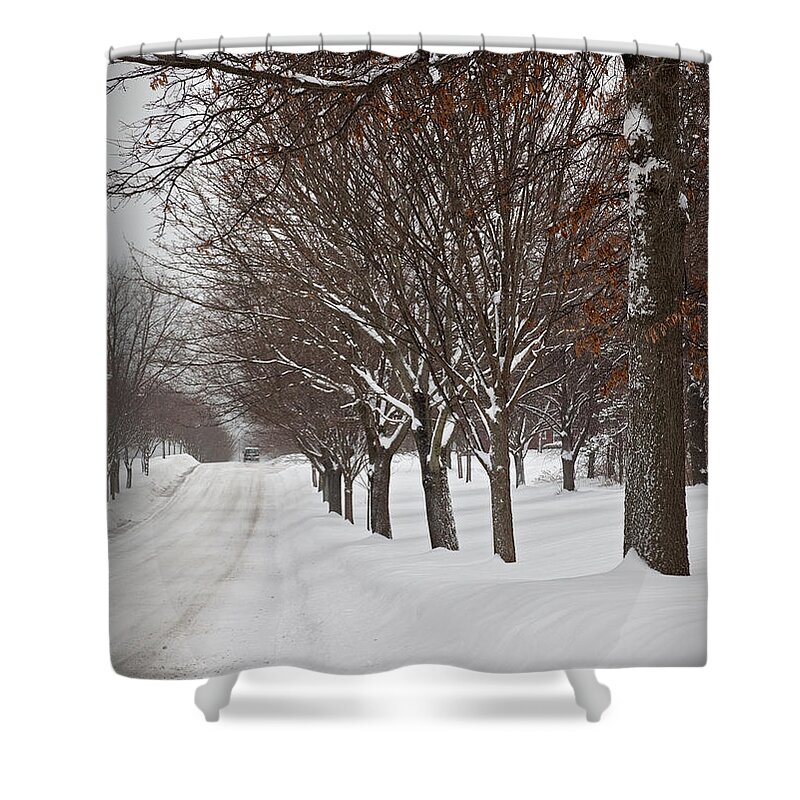 Snow Shower Curtain featuring the photograph Snowy Day by Paul Schreiber