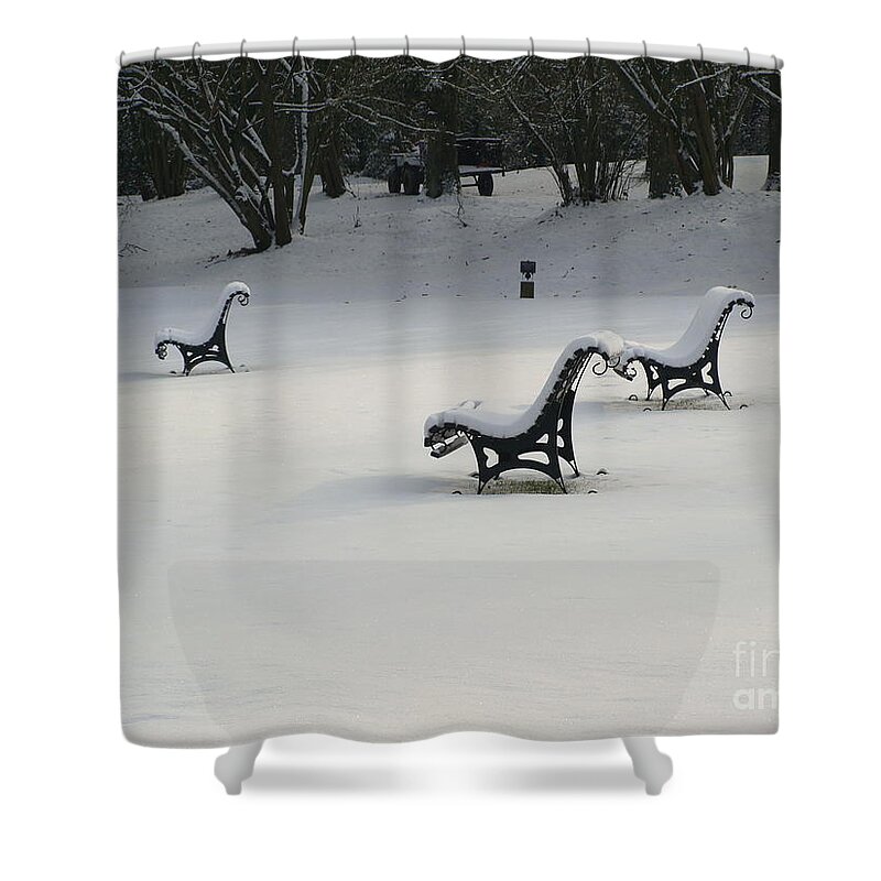 Snow Shower Curtain featuring the photograph Snowy landscape by Tiziana Maniezzo