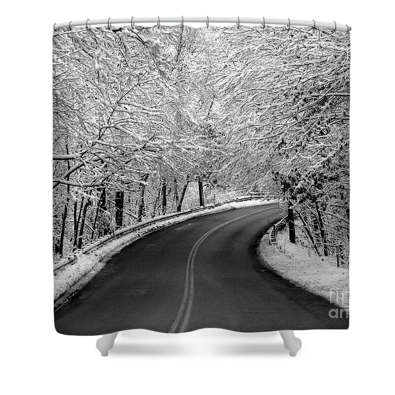Street Shower Curtain featuring the photograph Snowy Ride by Jayne Carney