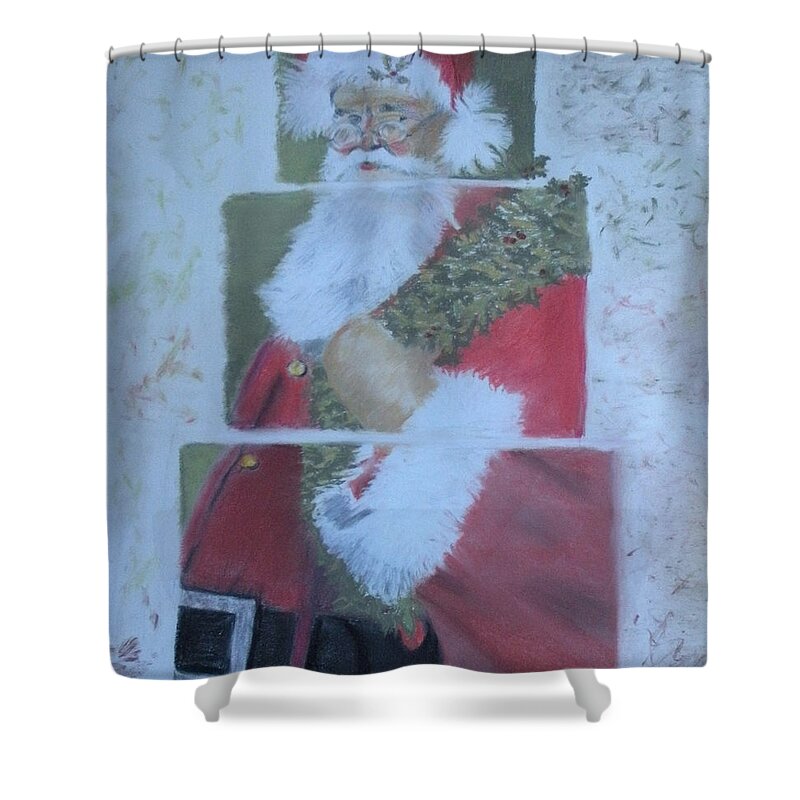 Santa Shower Curtain featuring the painting S'nta Claus by Claudia Goodell