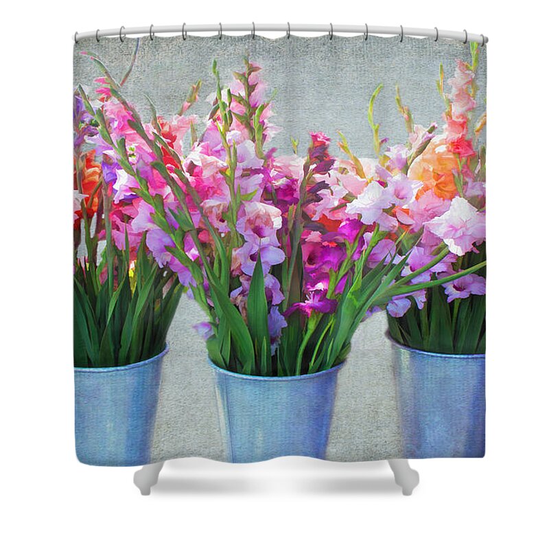 Gladiola Shower Curtain featuring the photograph So Glad To See You by Barbara McMahon