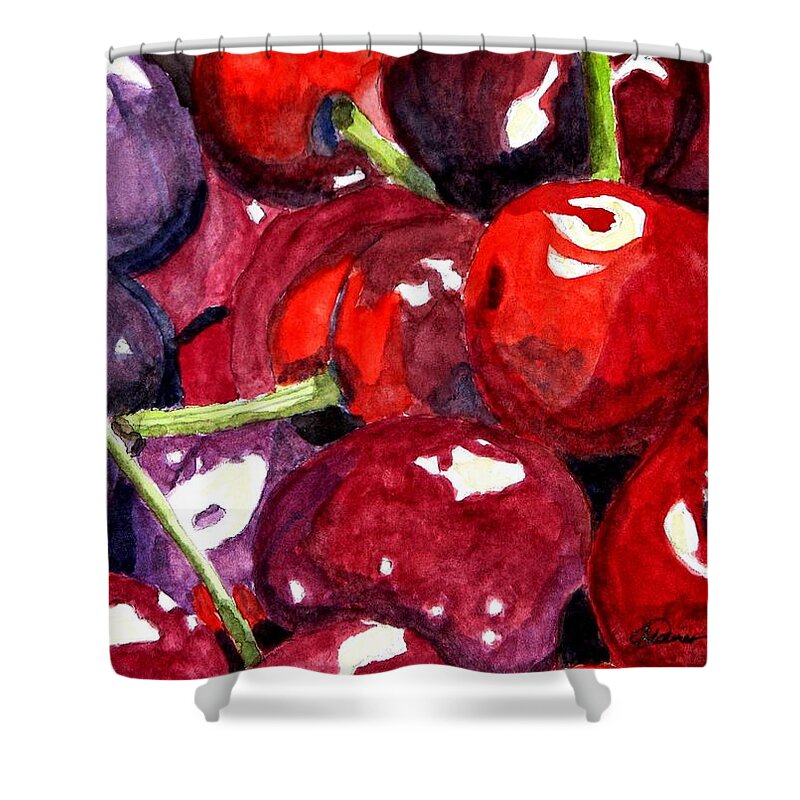 Cherries Shower Curtain featuring the painting So Sweet by Angela Davies
