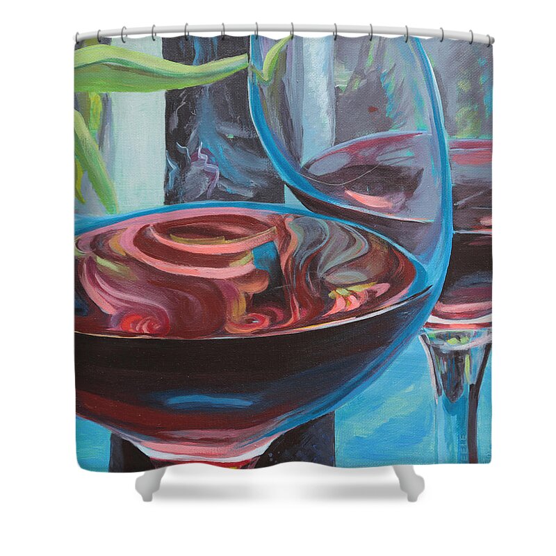 Wine Shower Curtain featuring the painting So by Trina Teele