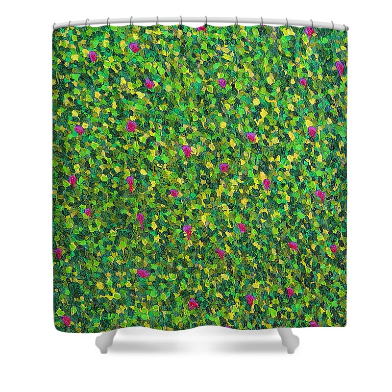 Abstract Shower Curtain featuring the painting Soft Green with Pink by Dean Triolo