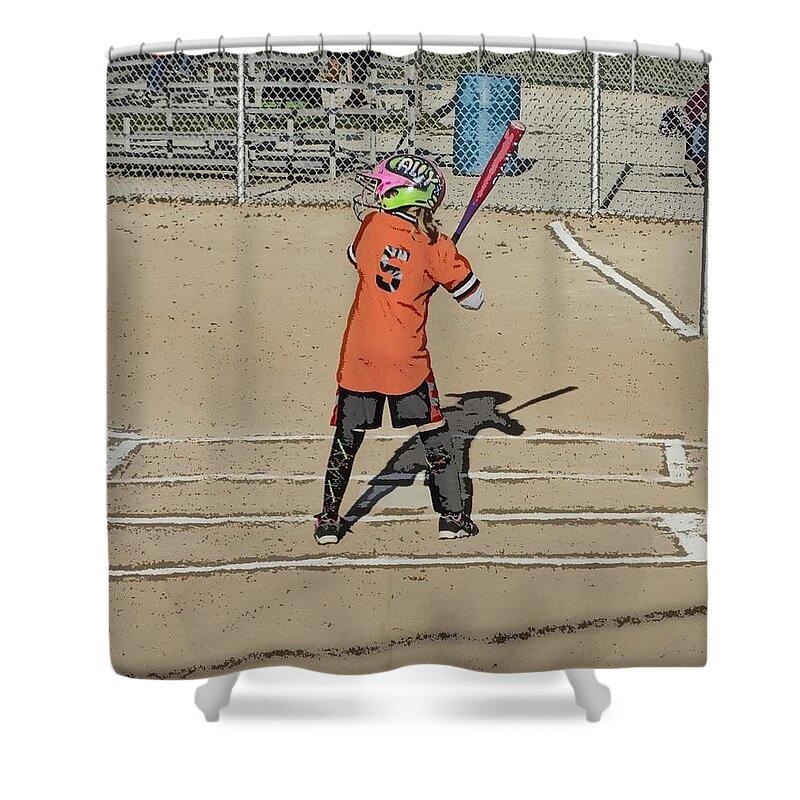 Softball Shower Curtain featuring the photograph Softball Star by Michael Porchik