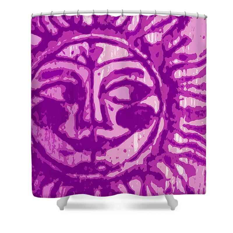 Mid Century Shower Curtain featuring the digital art Sol - fuschia by Larry Hunter