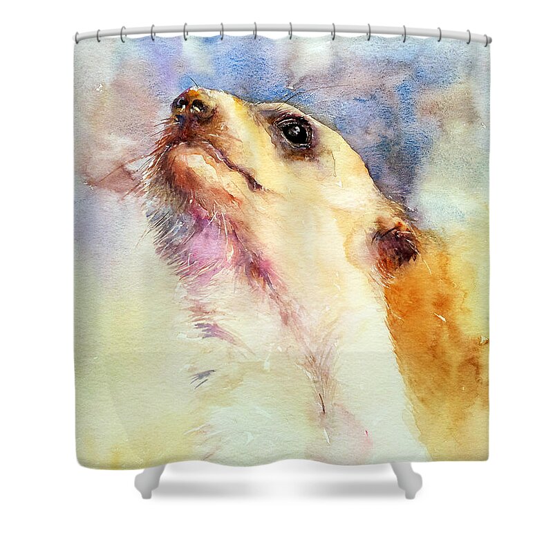 Meerkat Shower Curtain featuring the painting Something is in the Air by Arti Chauhan