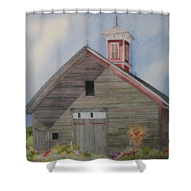 Farm Building Shower Curtain featuring the painting Soon to be Forgotten by Mary Ellen Mueller Legault