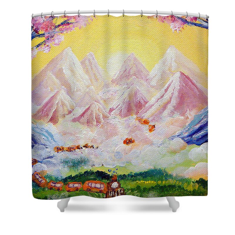 Landscape Shower Curtain featuring the painting Sorrows all Disappear by Ashleigh Dyan Bayer