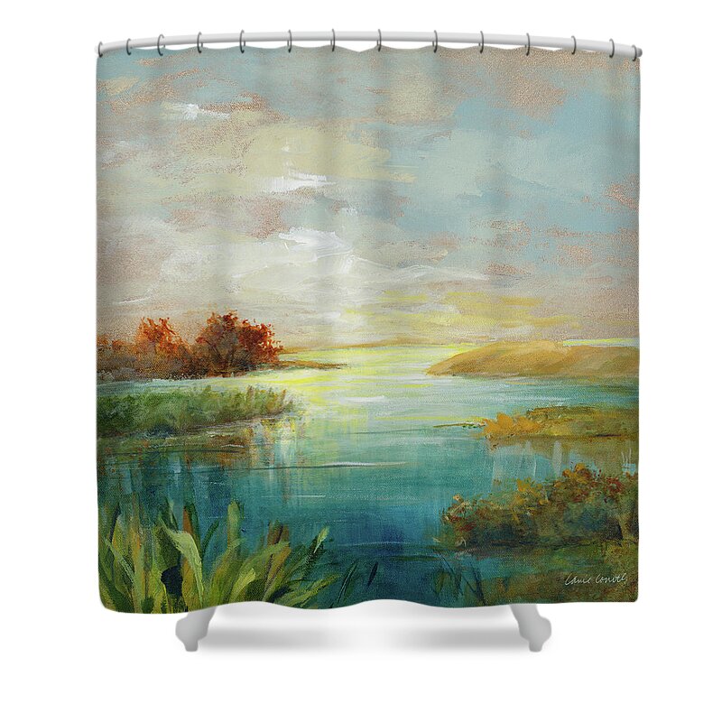 Sound Shower Curtain featuring the painting Sound Of Sunrise by Lanie Loreth