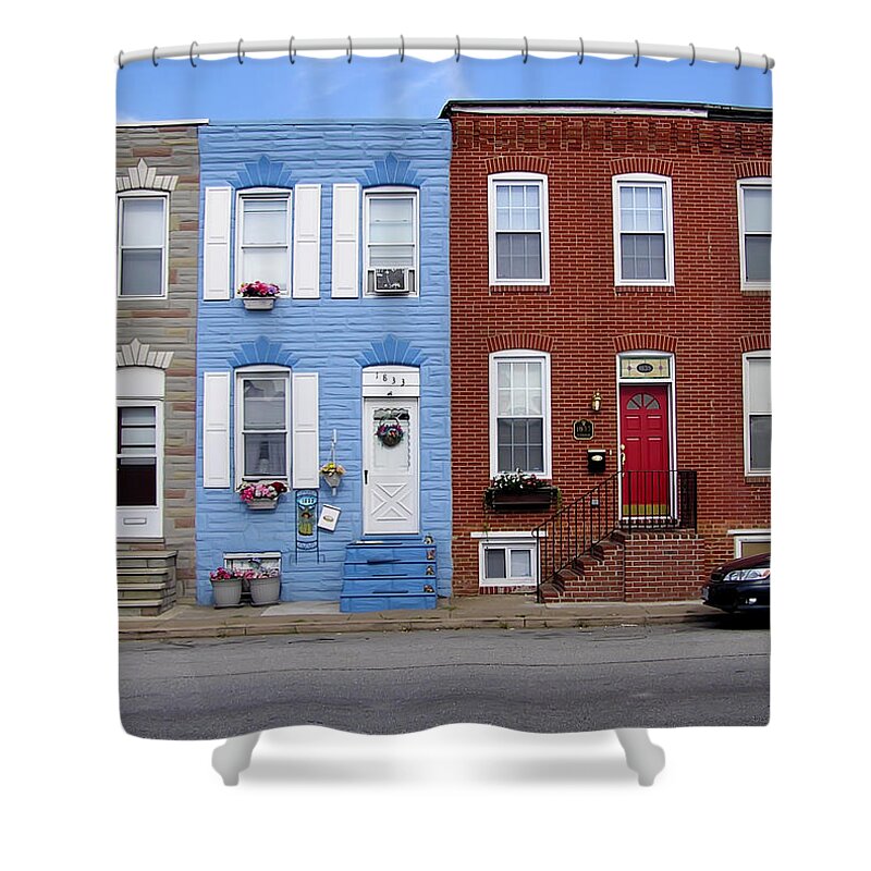 2d Shower Curtain featuring the photograph South Baltimore Row Homes by Brian Wallace