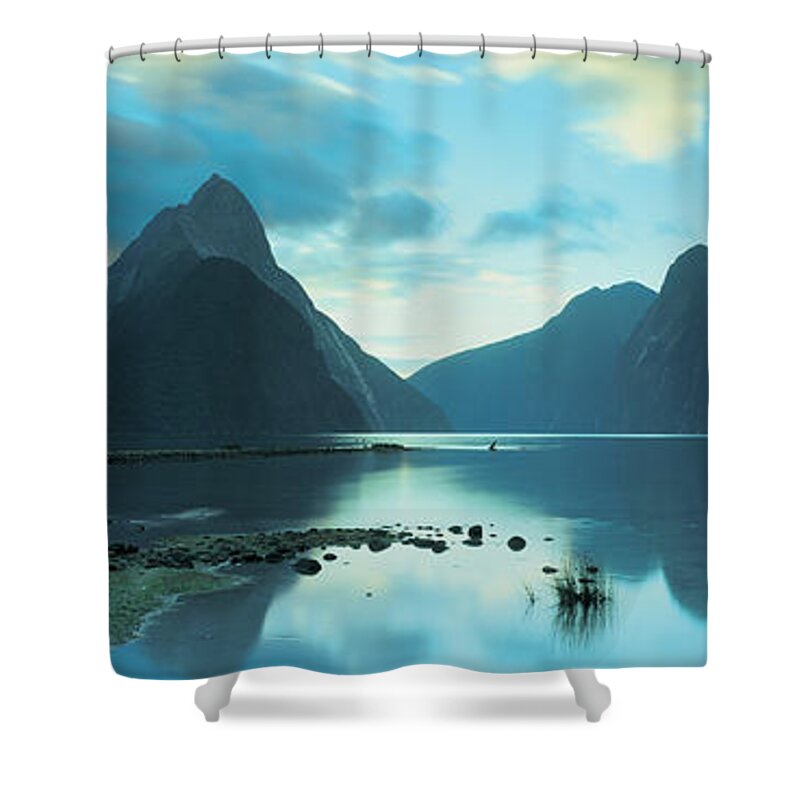 Photography Shower Curtain featuring the photograph South Island, Milford Sound, New Zealand by Panoramic Images