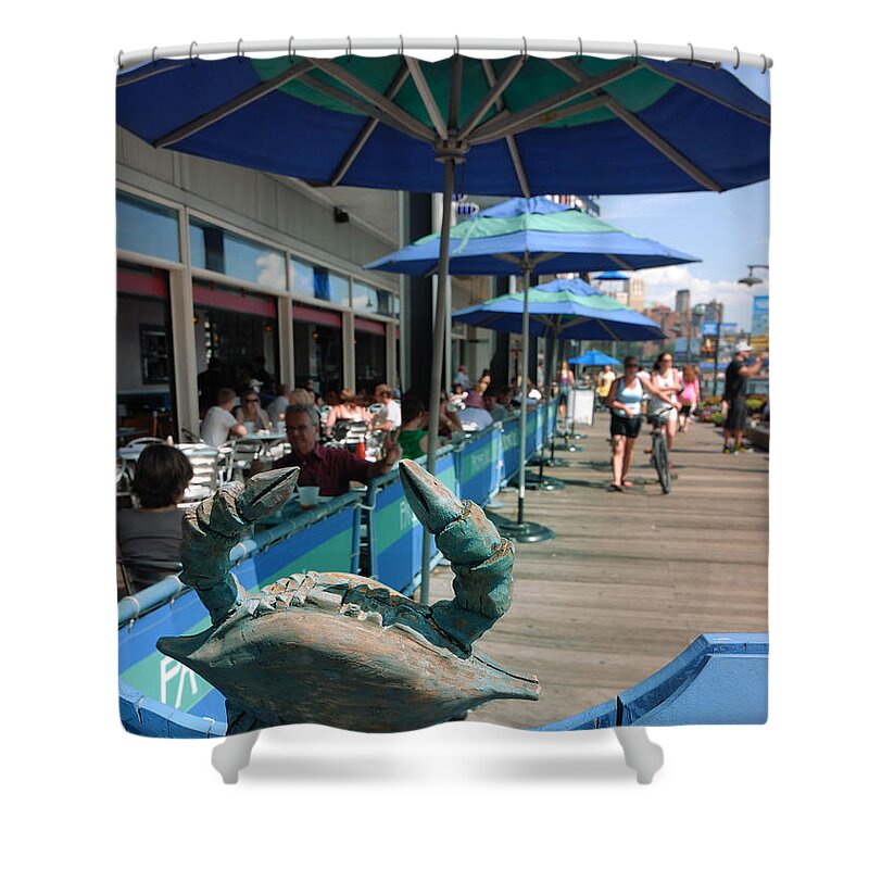 Boardwalk Shower Curtain featuring the photograph South Street Seaport New York Crab by Amy Cicconi