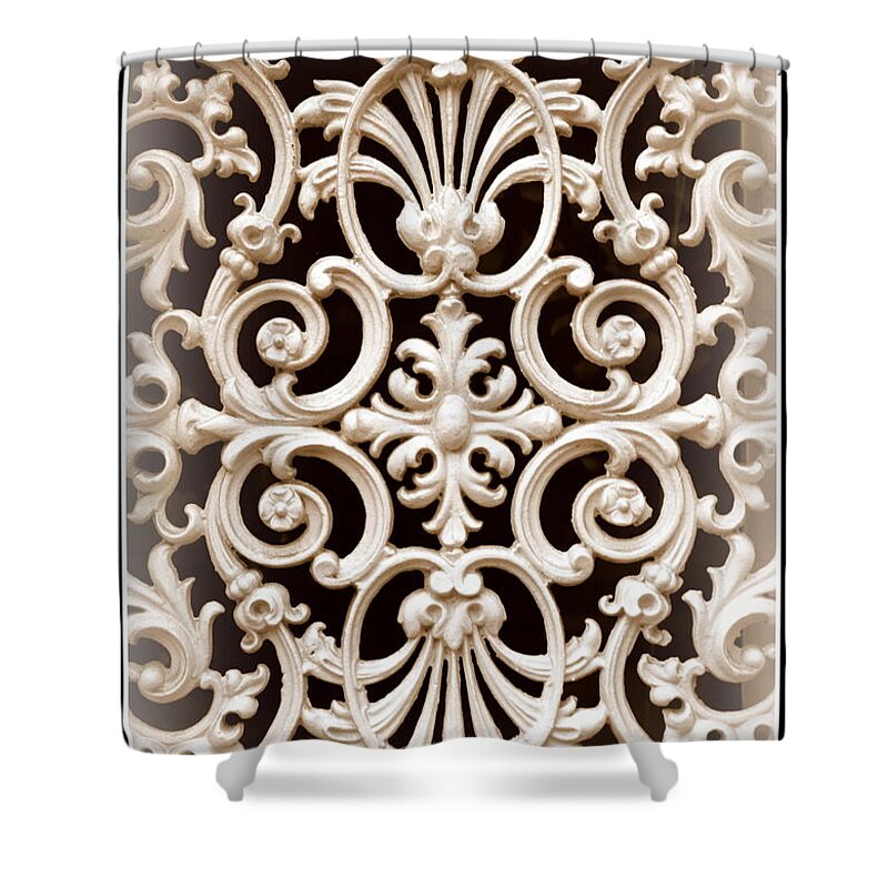 Ironwork Shower Curtain featuring the photograph Southern Ironwork in Sepia by Carol Groenen