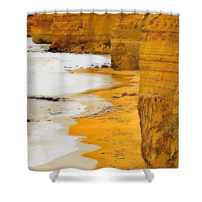 Color Photo Shower Curtain featuring the digital art Southern Ocean Cliffs by Tim Richards