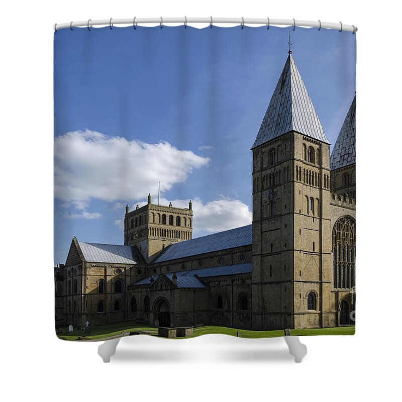 Southwell Minster Shower Curtain featuring the photograph Southwell Minster - north west by Steev Stamford