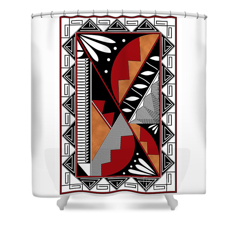 Southwest Shower Curtain featuring the digital art Southwest Collection - Design Seven in Red by Tim Hightower