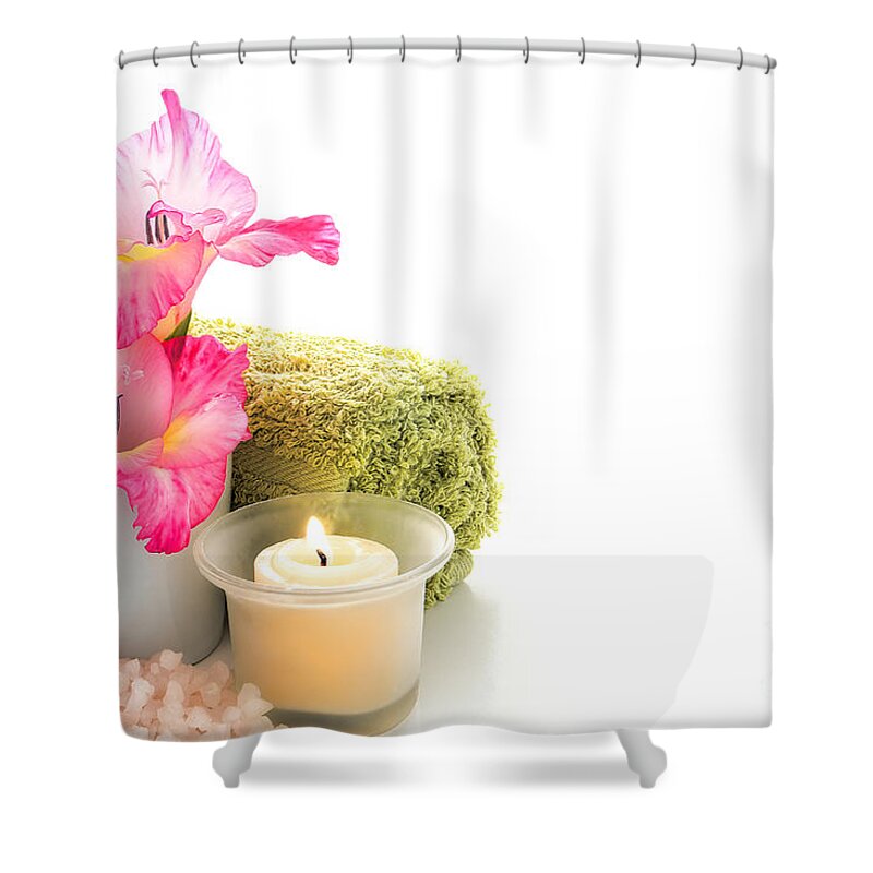 Aromatherapy Shower Curtain featuring the photograph Spa Welcome by Olivier Le Queinec