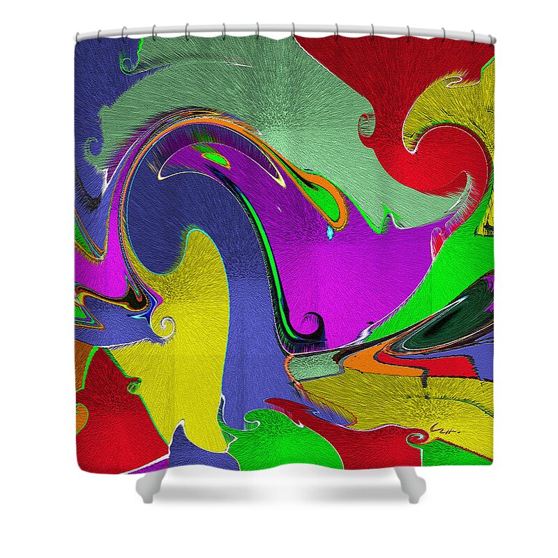 Space Interface Shower Curtain featuring the mixed media Space Interface by Carl Hunter