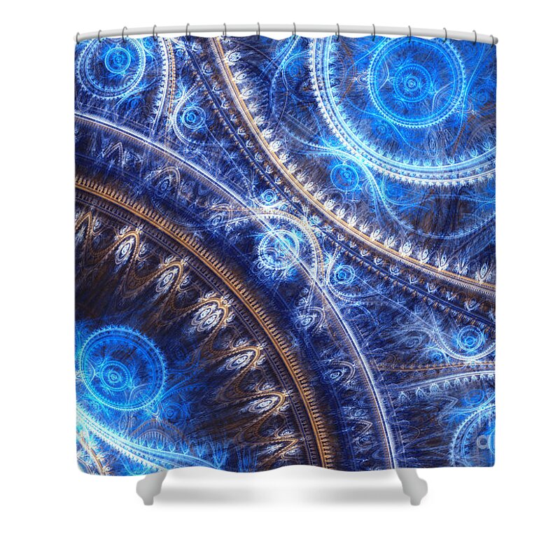 Abstract Shower Curtain featuring the digital art Space-time mesh by Martin Capek