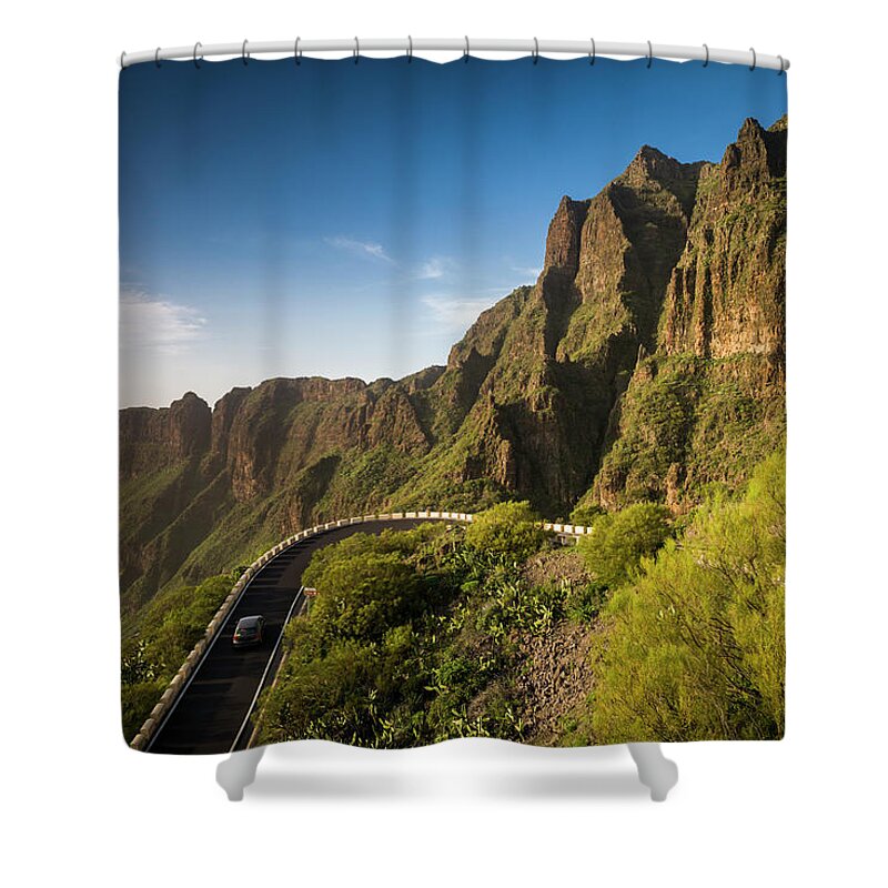 Curve Shower Curtain featuring the photograph Spain, Canary Islands, Tenerife by Walter Bibikow