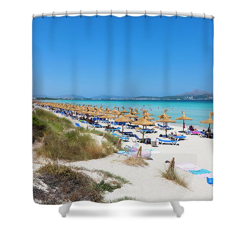 Season Shower Curtain featuring the photograph Spain, Mallorca, View Of Tourists In by Westend61
