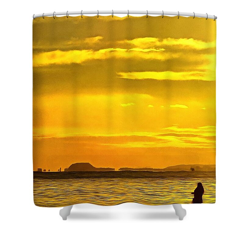 Sea Shower Curtain featuring the photograph Spanish marine sunset by Mick Flynn
