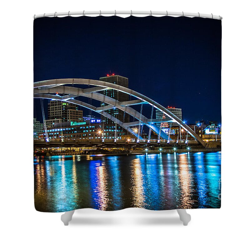 Rochester Shower Curtain featuring the photograph Spanning Rochester by Ken Marsh