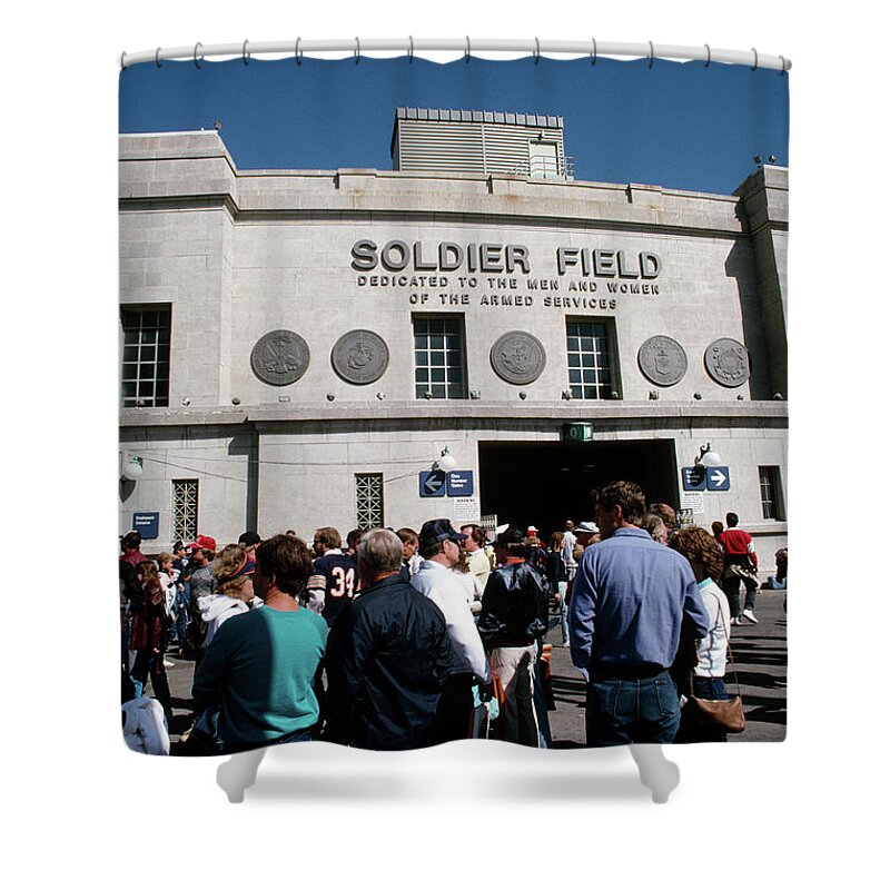 Photography Shower Curtain featuring the photograph Spectators Standing In Front by Panoramic Images