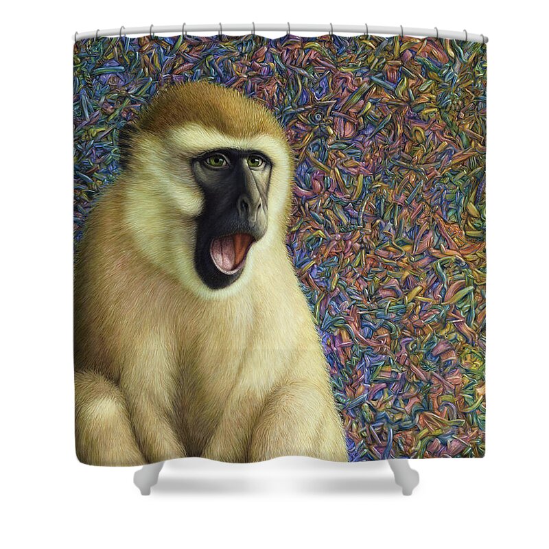 Monkey Shower Curtain featuring the painting Speechless by James W Johnson
