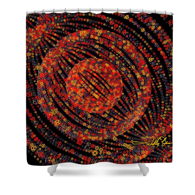 Abstract Shower Curtain featuring the digital art Sphere Blast by William Ladson