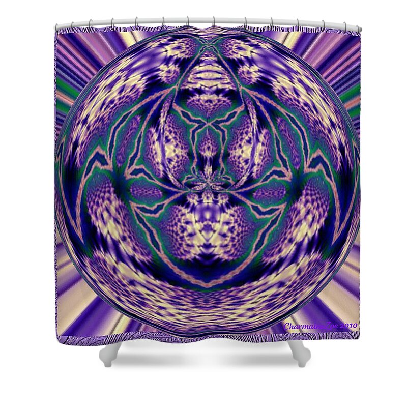 Kaleidoscope Shower Curtain featuring the digital art Spherical Art No 6 by Charmaine Zoe