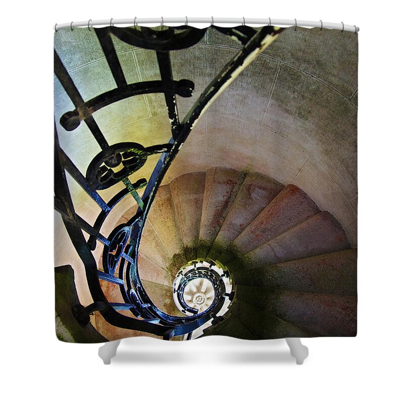 Abstract Shower Curtain featuring the photograph Spinning Stairway by Carlos Caetano