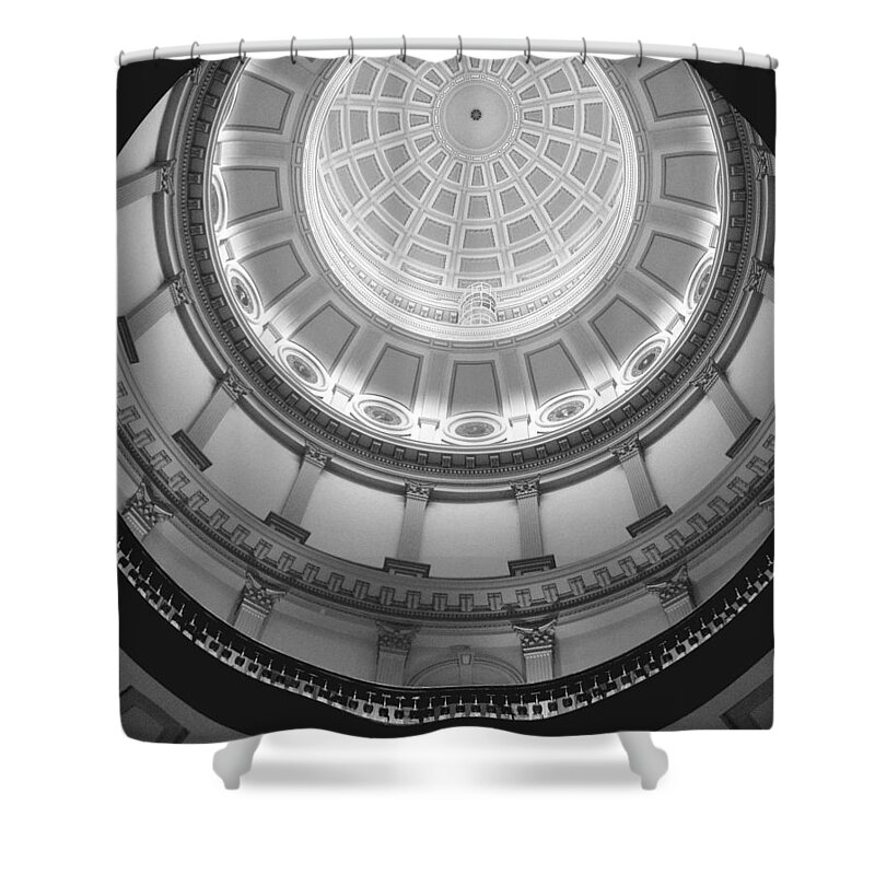 Black And White Shower Curtain featuring the photograph Spiral Dome by Jenny Hudson