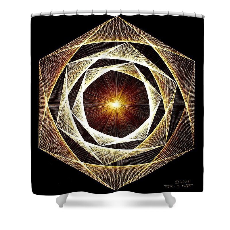 Fractal Shower Curtain featuring the drawing Spiral Scalar by Jason Padgett