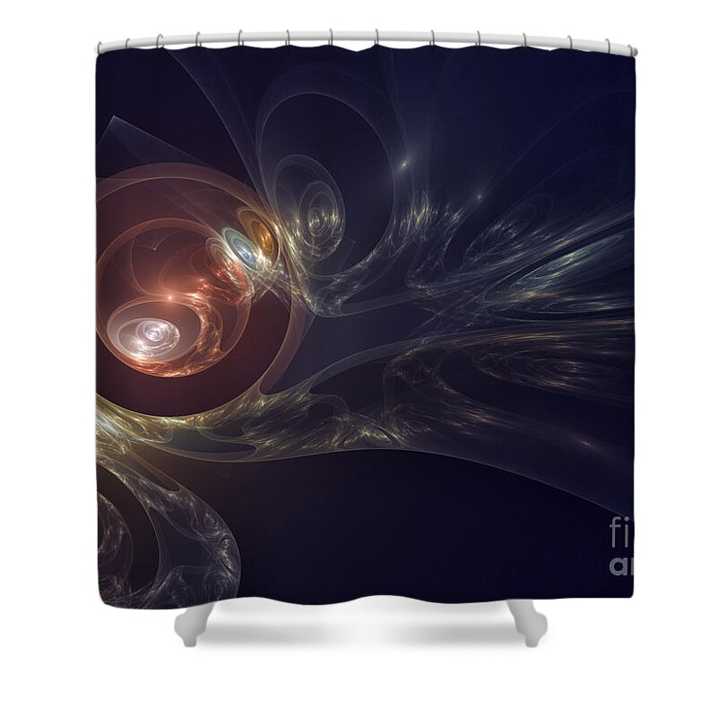 Circles Shower Curtain featuring the digital art Spirals in Space by Shari Nees