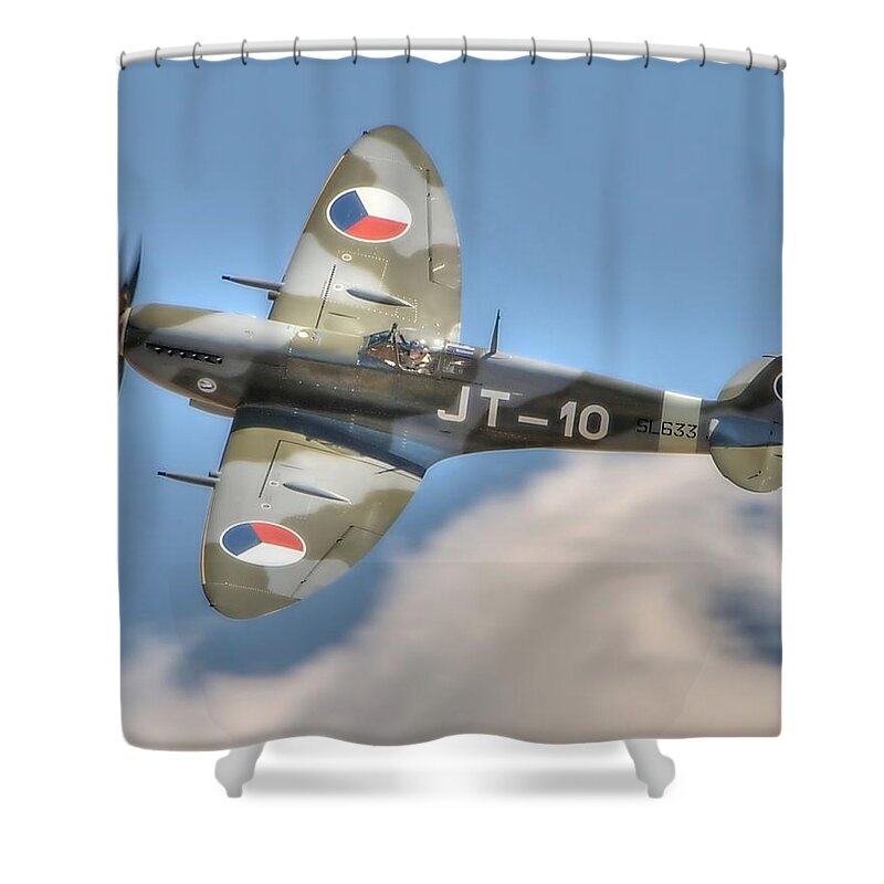 Supermarine Spitfire Shower Curtain featuring the photograph Spitfire by Jeff Cook